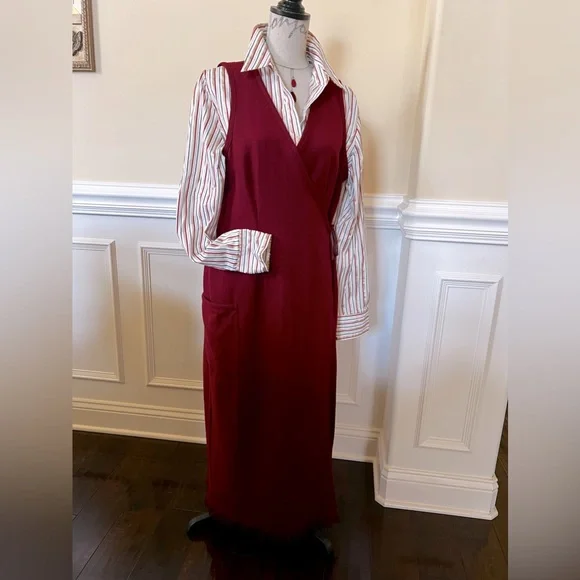 Eddie Bauer | Dresses | Vintage Eddie Bauer 99s Sleeveless Wrap  Frontburgundyvneck Maxi Dress | Poshmark